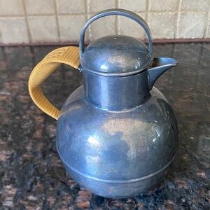 Antique Silver Plated with Rattan Handle Mini Tea Pot Jug